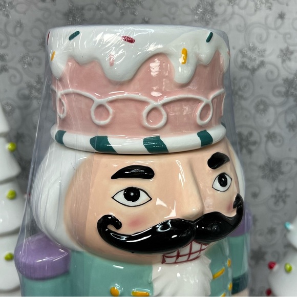 Pastel Christmas Sweet Treat Solider Nutcracker w/ Peppermint Belt Cookie Jar - Picture 5 of 9